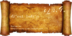 Örsi Iván névjegykártya